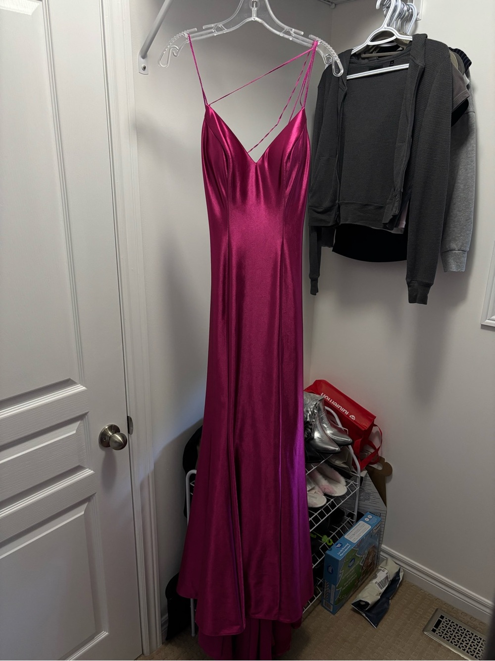 Magenta Satin Prom Dress